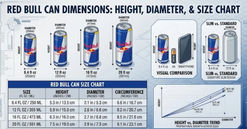 Red Bull Can Dimensions: Height, Diameter & Size Chart